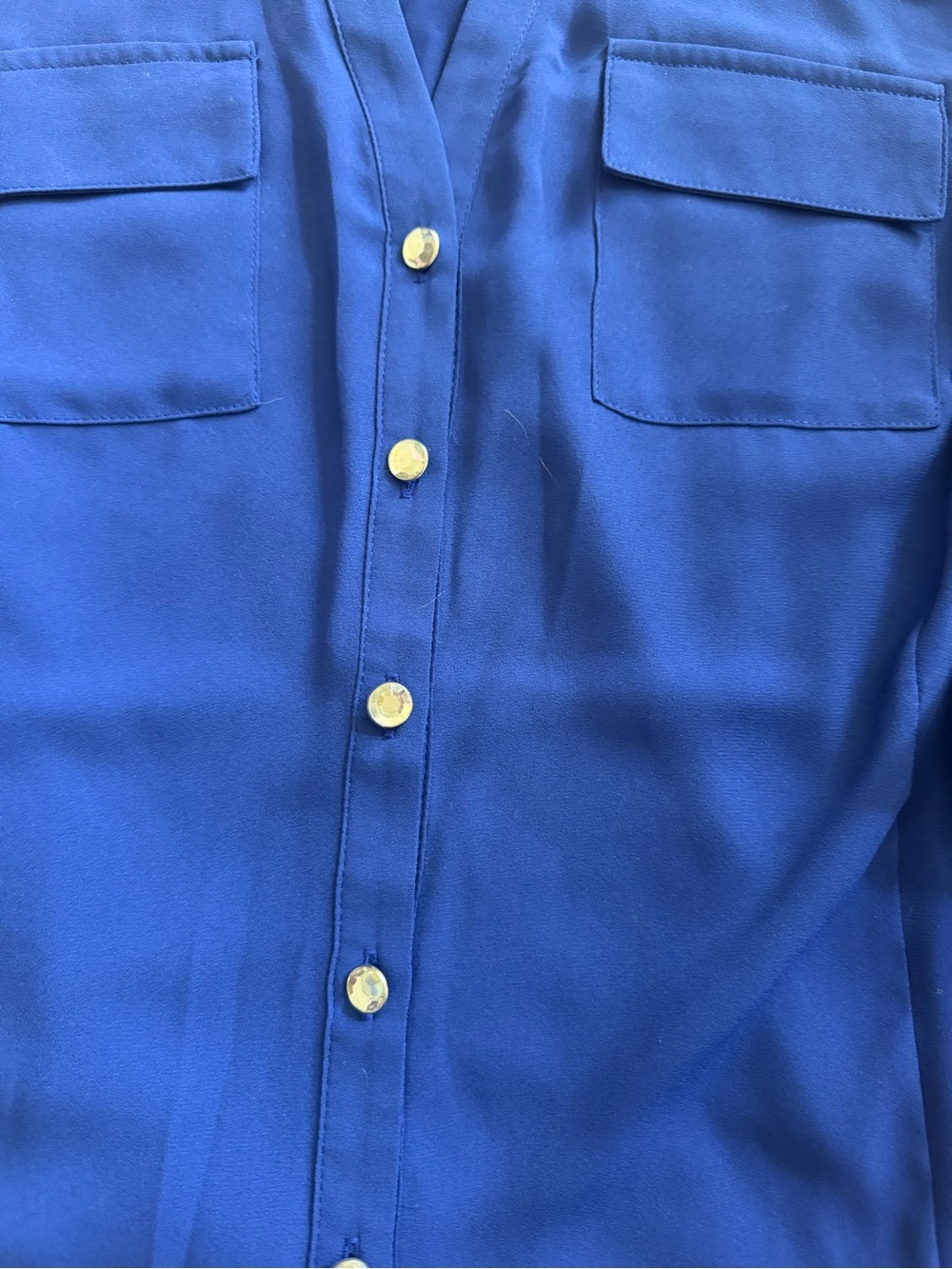 Peter Nygard Cobalt Blue Button-Front Blouse - Picture 4 of 5